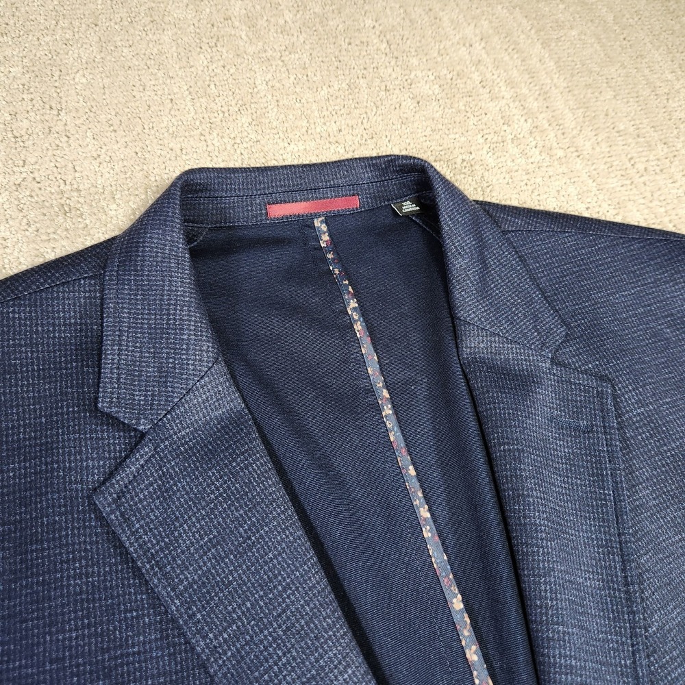 Johnston & Murphy XC FLEX Blazer Men XXL Houndstooth Stretch Unstructured Blue